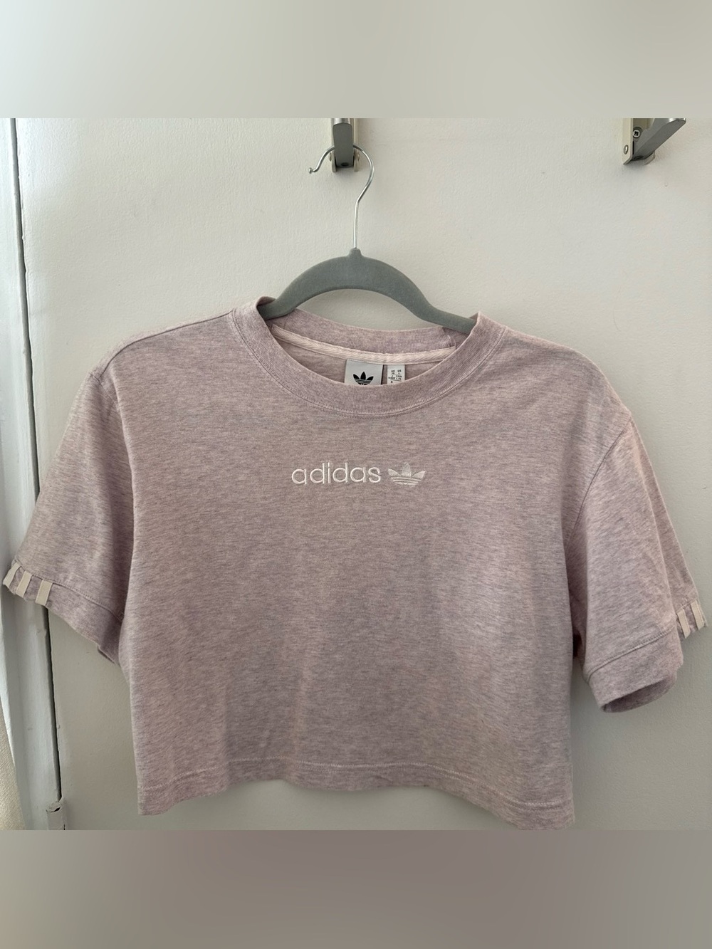 adidas Light Mauve Cropped Logo Tee